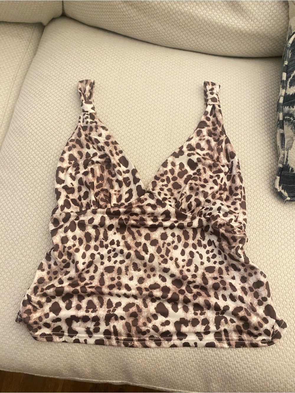 XXL Leopard Print V-Neck Tank Top - Brown/Beige